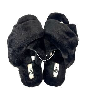 BP Slippers NEW $29 Faux Fur Cozy Cross Band Open Toe
